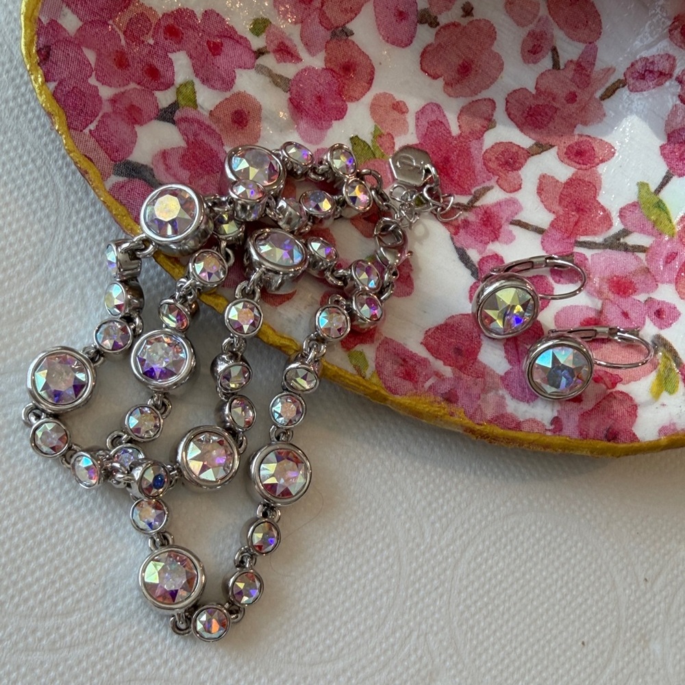 Touchstone Crystal Iridescent Silver Bracelet Set - Vintage